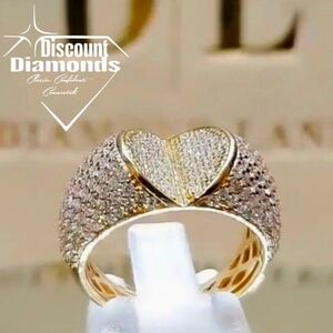 Clear White Baguette Diamond Cocktail Ring 14K Gold on 925 Sterling Silver